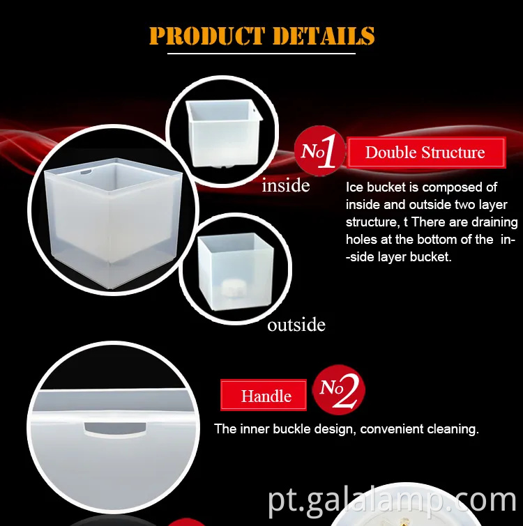 Balde de gelo LED de 3.5L elegante para cerveja e vinho